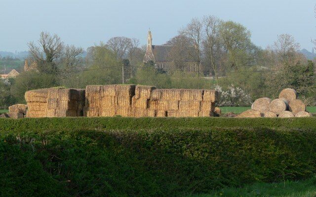 View across farmland to St Mary Magdalene parish church, Kilby, Leicestershire