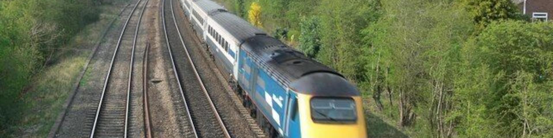South Wigston, Leicester View looking northwest from a footbridge crossing the busy Midland Main Line.