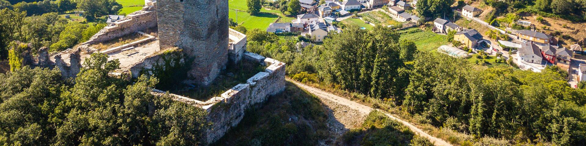 aerial view of balboa castle on the mountain, Spain