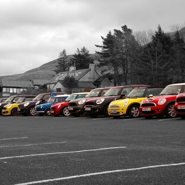 Mini in Colne organised an event for there customers to drive in convoy to the local caves.  This picture was take a in the car park. 