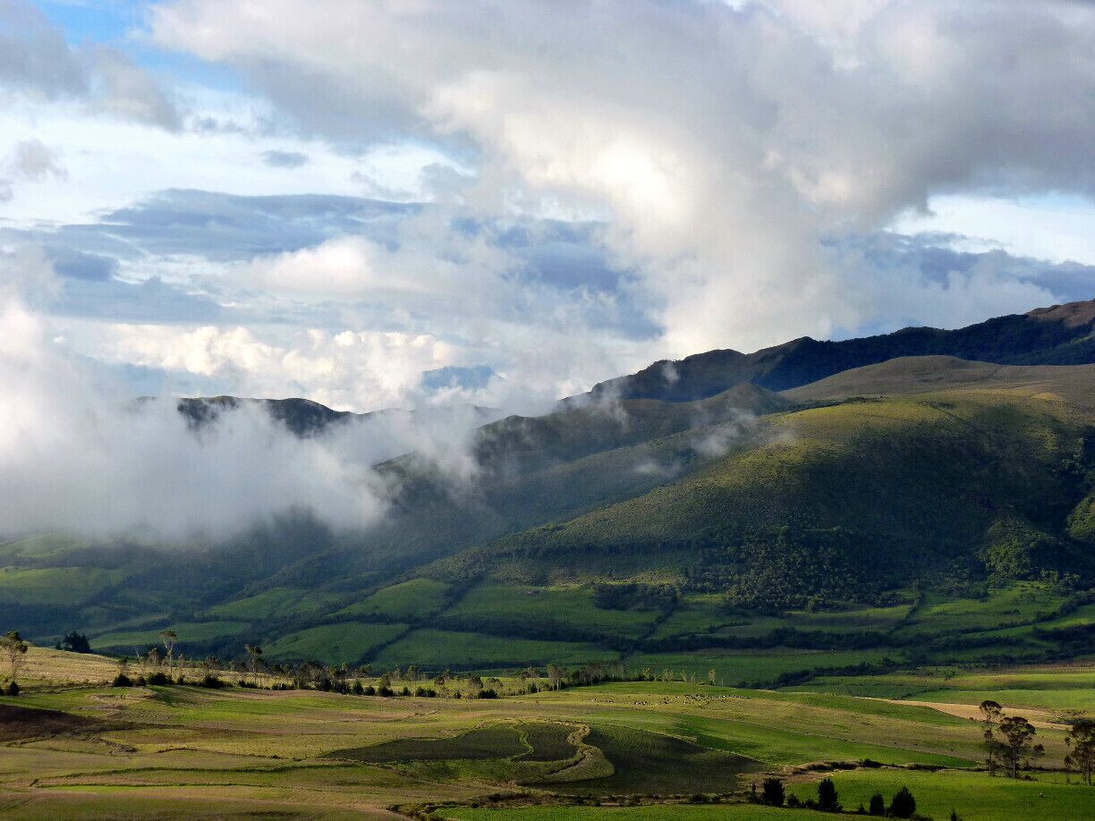 The Hacienda here was originally a Jesuit sanctuary, and when the clouds descend in the evening, the view is heavenly.   A peaceful spot to stay, the Hacienda offers guided horseback riding, hiking and cycling in Cotopaxi National Park.
http://www.santaanacotopaxi.com/