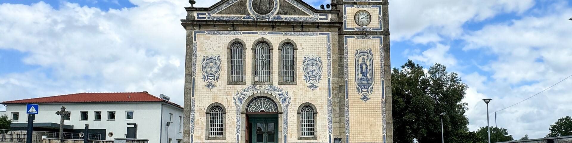 Reflection of the beautiful Igreja Matriz de Campo, church in Valongo, Portugal