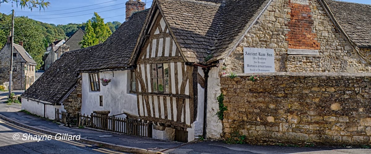 The Ancient Ram Inn is a Grade II* listed building and a former pub located in Wotton-under-Edge, a market town within the Stroud district of Gloucestershire, England. It is said to be one of the most haunted hotels in the country. Wikipedia