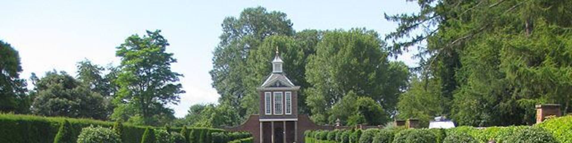 Canal, Westbury Court Garden Dutch Water Garden, restored by the National Trust. Note the photographer lurking in the yew hedge.