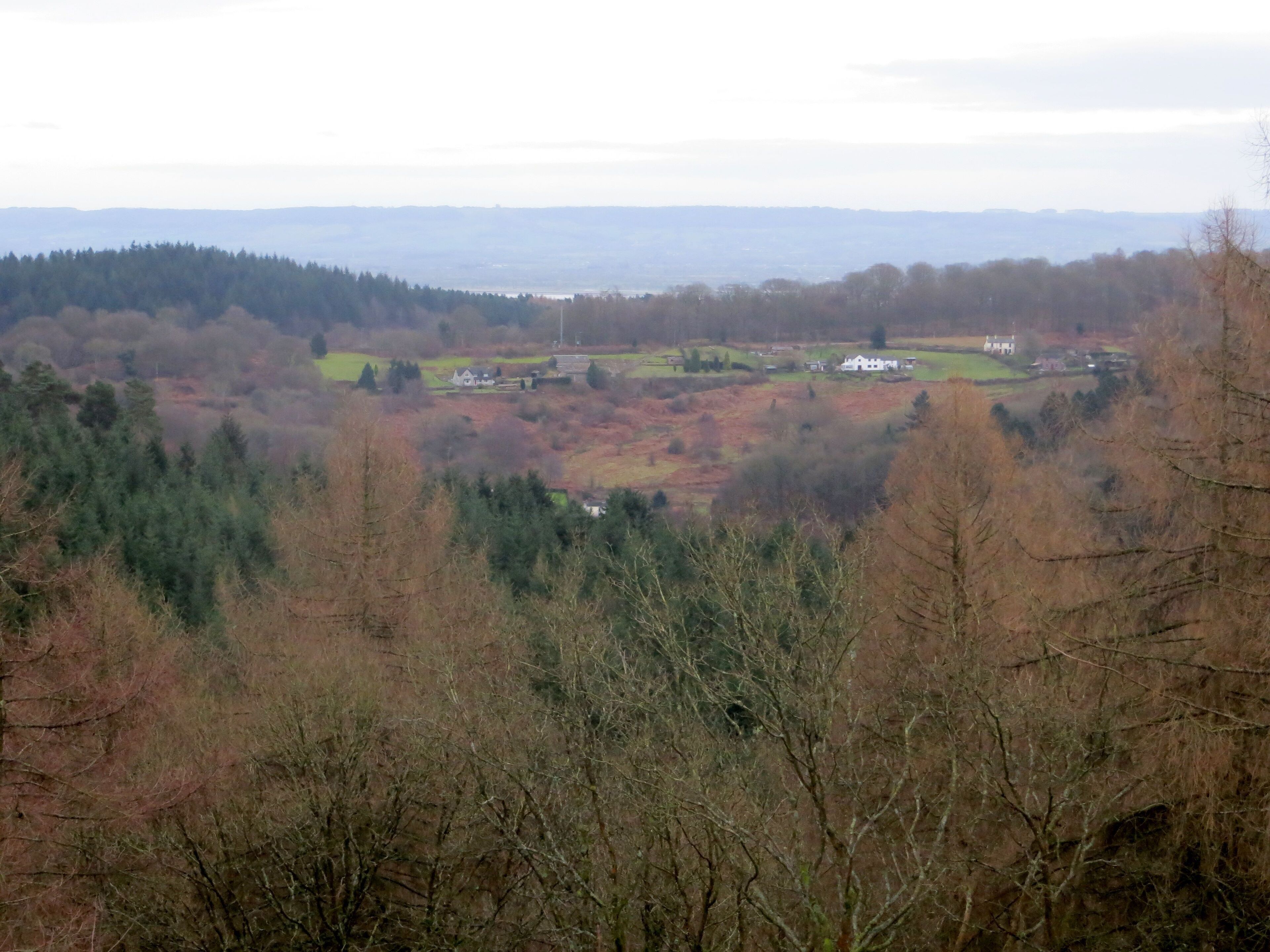 Bradley Hill from Staple Edge with Cotswold Hills in distance - Feb 2014
