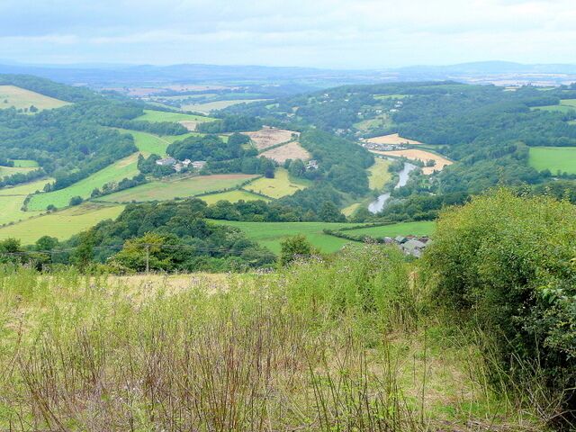 Weedy field with a view Looking north-west from near Readings. The trench of the Wye valley is clear centre right, with Courtfield near Welsh Bicknor centre left. The hills and farmland of Herefordshire lie beyond.