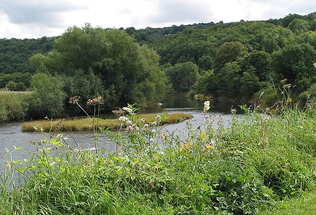 Small island in the Wye... ...with fast flowing rapids on either side.