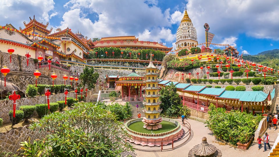 Kek Lok Si Temple panoramic view on Penang island, Georgetown, Malaysia