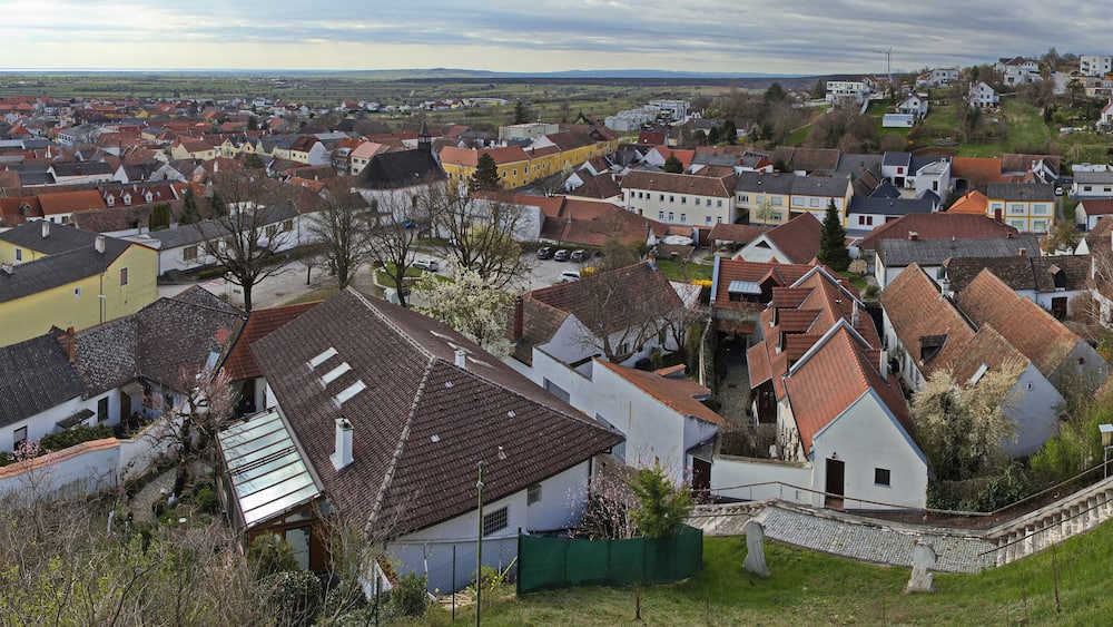 Panoramic view of Donnerskirchen from Saint Martin church, Burgenland, Austria, Europe