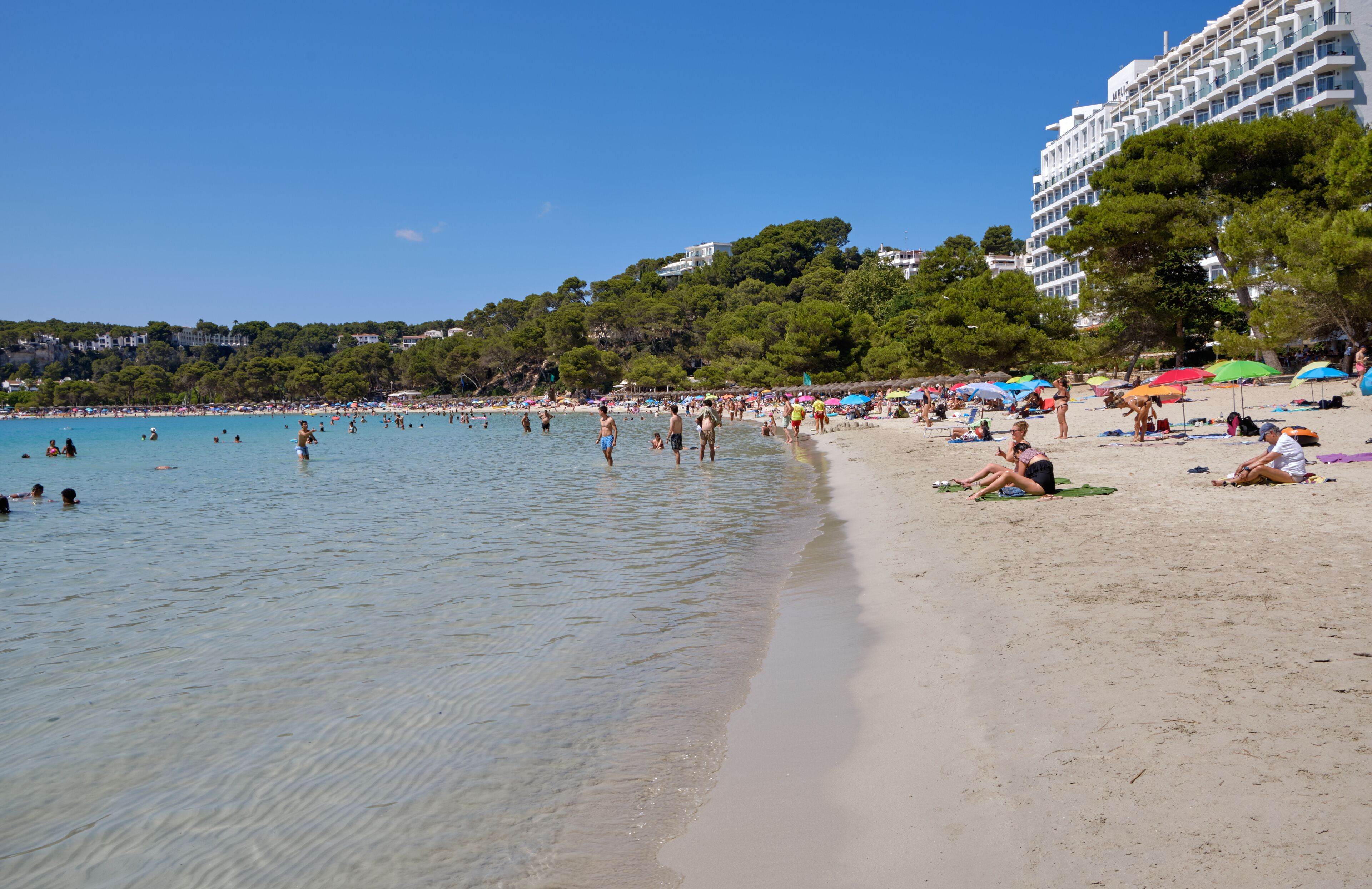 Menorca, Spain: Afternoon in Son Bou beach on a cold sunny day, Menorca, Spain
