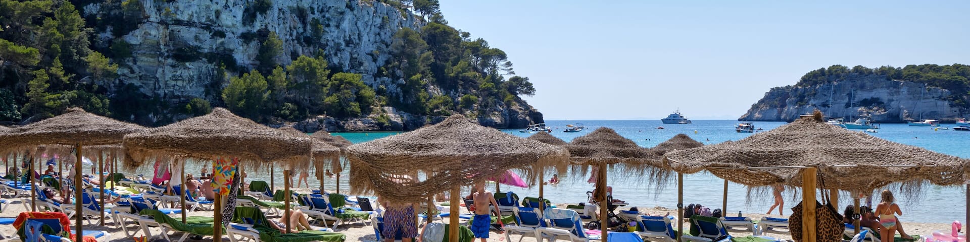 Menorca, Spain: Afternoon in Son Bou beach on a cold sunny day, Menorca, Spain