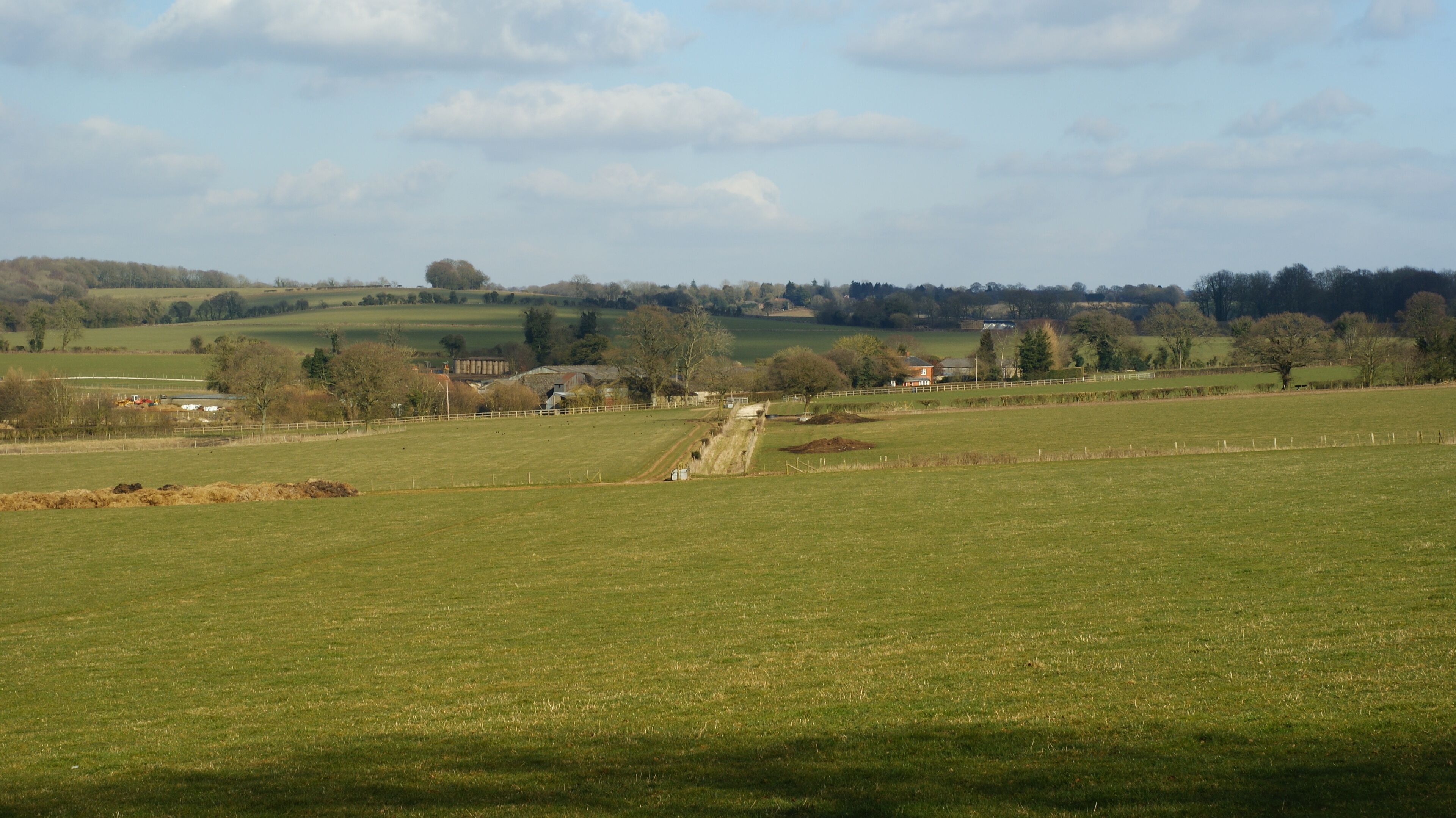 View Towards Ranscombe Farm, North Street, Hampshire Photograph taken from Suttonwood Lane, at the obvious viewpoint; a sharp bend in the road.
