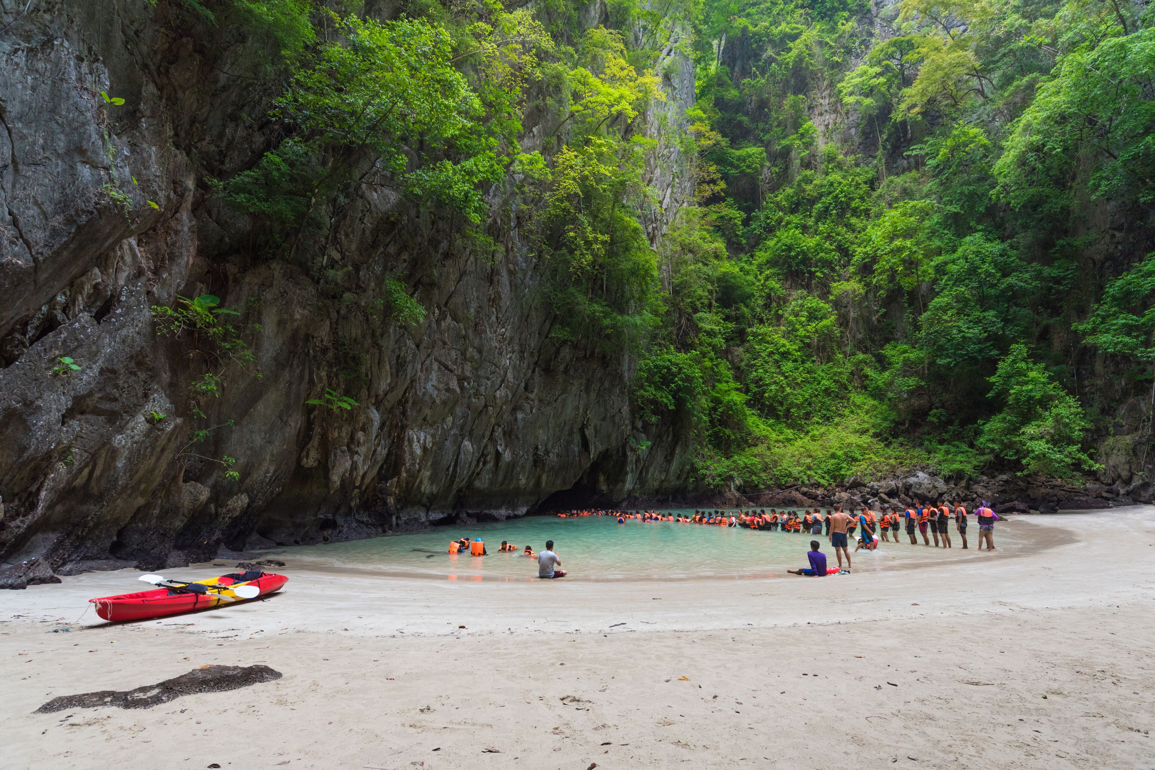 The beach inside emerald cave,22 Apr 2017,10:30 AM., Koh Muk,trang thailand