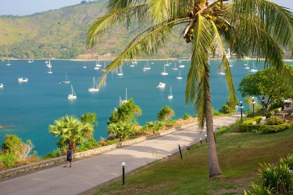 Promthep Cape showing boating and a bay or harbour