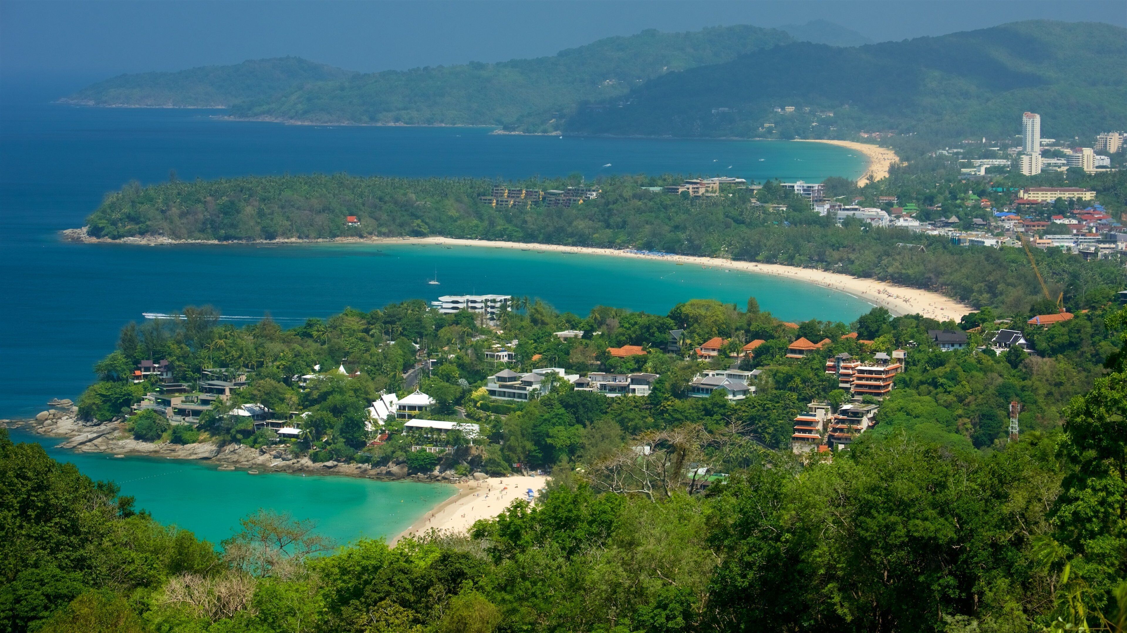 Karon View Point featuring a coastal town, landscape views and general coastal views