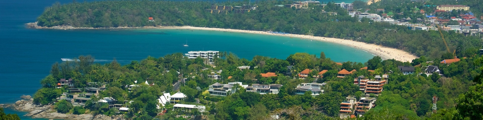 Karon View Point featuring a coastal town, landscape views and general coastal views