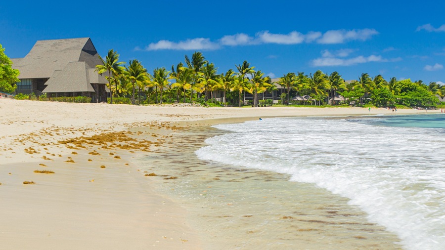 Natadola Beach featuring tropical scenes, general coastal views and a sandy beach