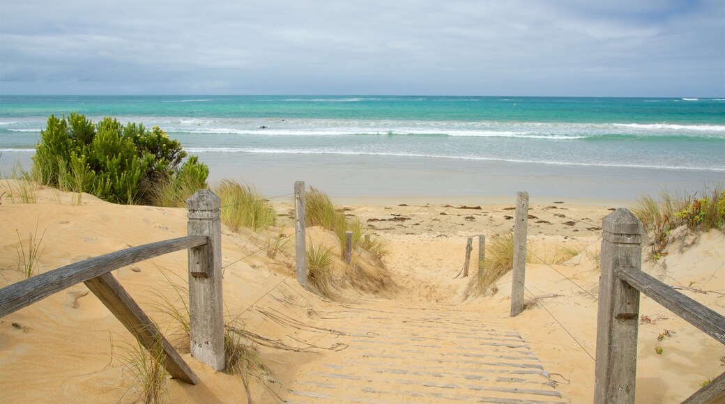 Plage de Warrnambool mettant en vedette surf, plage et baie ou port