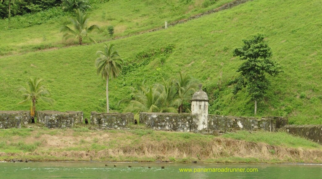 Portobelo Bay Panama still has some remnants of the old fort - note the 3 cannons still remaining. Rumor has it that Sir Francis Drake was buried in a lead coffin at sea in this bay ! No evidence was ever found