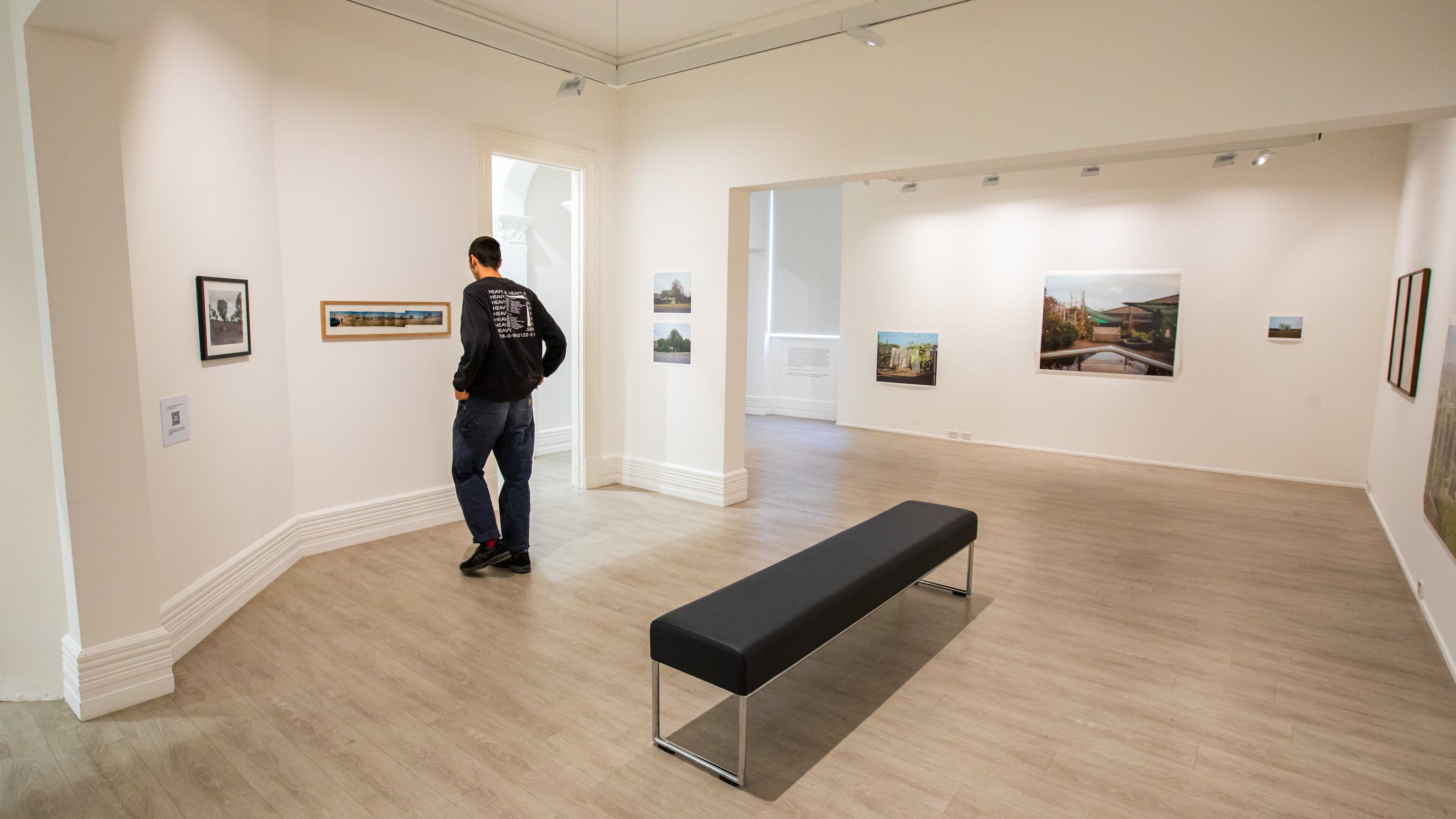 Murray Art Museum Albury which includes art and interior views as well as an individual male