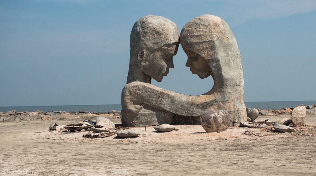 a lovely statue along the beach. There used to be more, but unfortunately they are deteriorating quickly. Go and see it while it still stands.