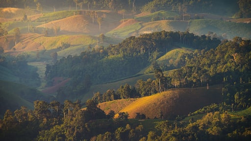 Beautiful sunrise mountain range in Tha Song Yang district located in Tak province, Thailand