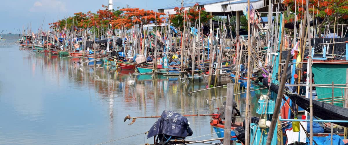 Bangkaew fishing pier at Phet Buri Province Thailand