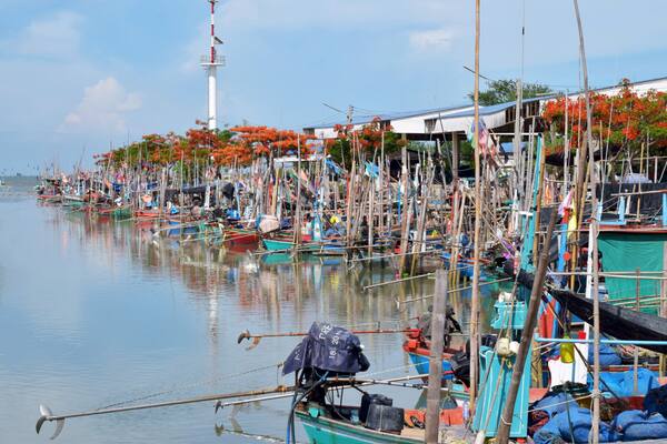 Bangkaew fishing pier at Phet Buri Province Thailand