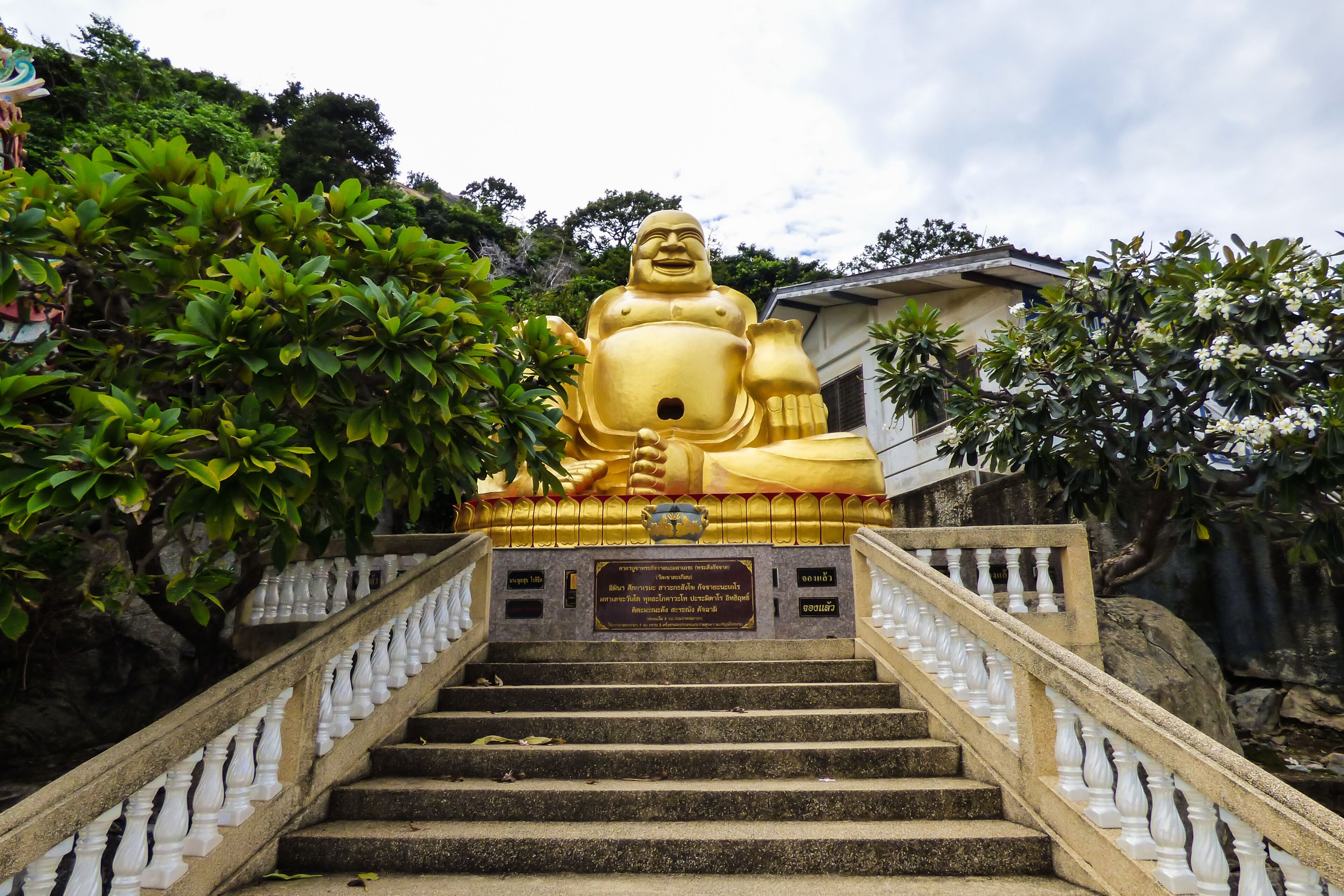 Large laughing Buddha statue at Wat Khao Takiap (buddhist temple) - Hua Hin, Thailand