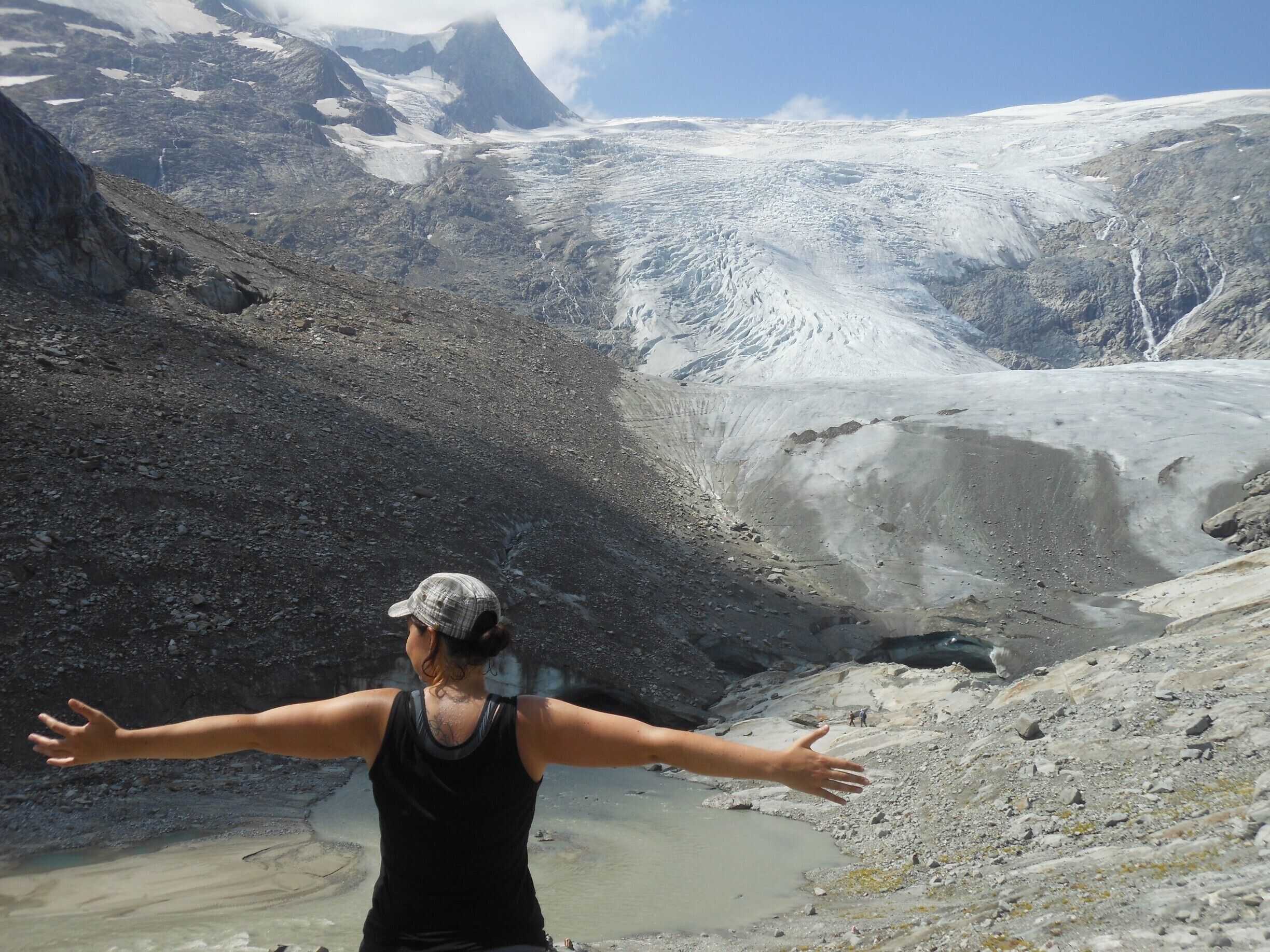 Walk up the innergeschloss glacier route to the start of the venediger glacier. Small 'irregularity in the horizon' on the top right is the Gross Venediger, fourth highest mountain of Austria