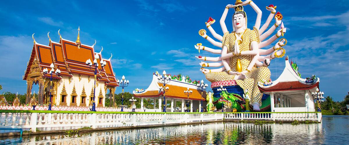 Wat Plai Laem temple with 18 hands God statue (Guanyin) , Koh Sa