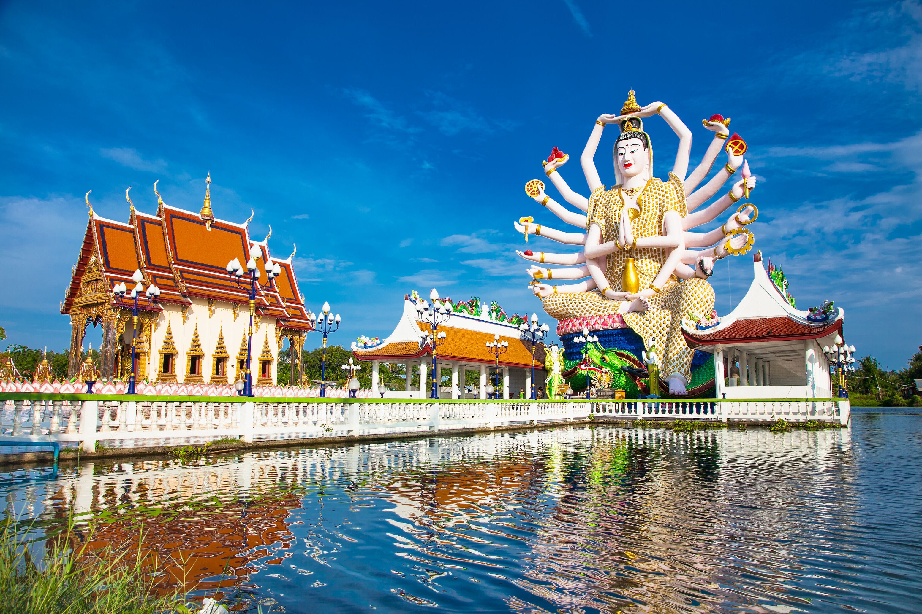Wat Plai Laem temple with 18 hands God statue (Guanyin), Koh Samui, Surat Thani, Thailand.