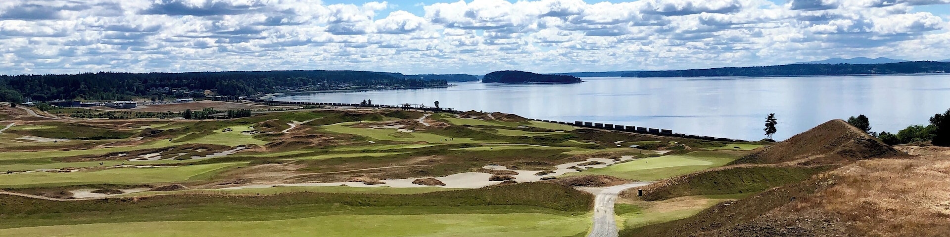 A nice view of the water and golf course. Most people were at the park to visit the playground or enjoy the walking/running path.