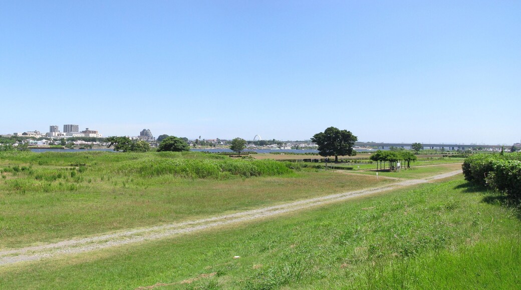The Sagami River. This location is Banyū in Hiratsuka, Kanagawa Prefecture, Japan.