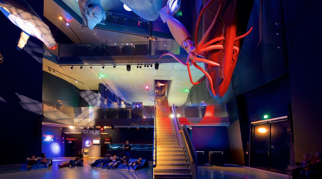 Ozeaneum featuring interior views and marine life as well as a small group of people