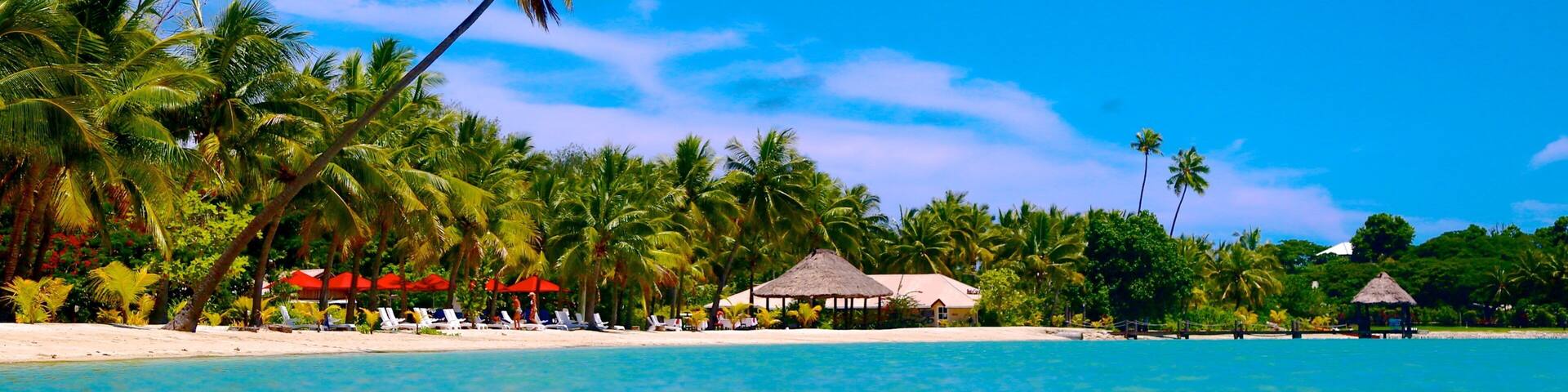 Musket Cove Marina featuring tropical scenes and a sandy beach