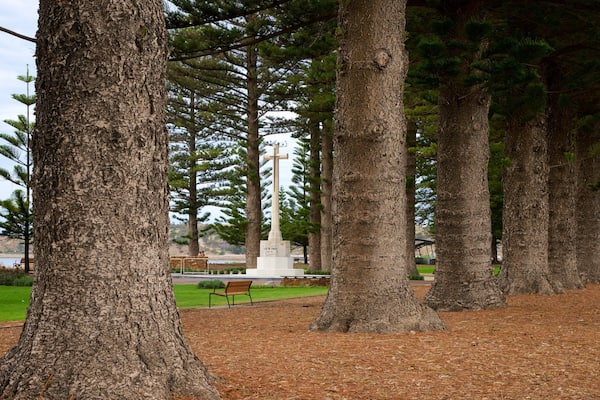 Soldier Memorial Gardens which includes general coastal views and a park
