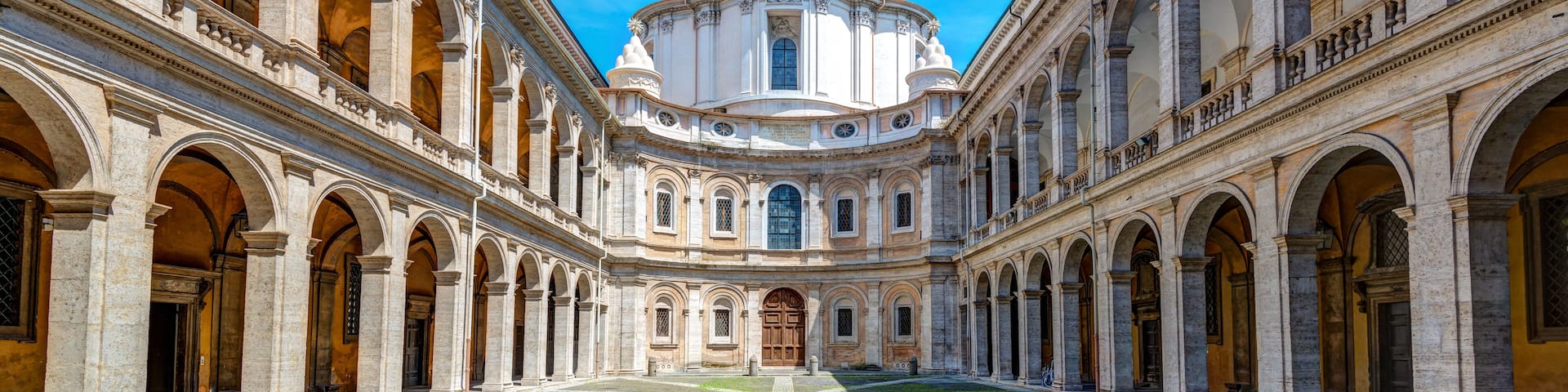 Palazzo della Sapienza with Church of Saint Yves at La Sapienza in Rome, Italy. Built in 1642-1660 by the famous architect Francesco Borromini.; Shutterstock ID 233473702; Purchase Order: -
