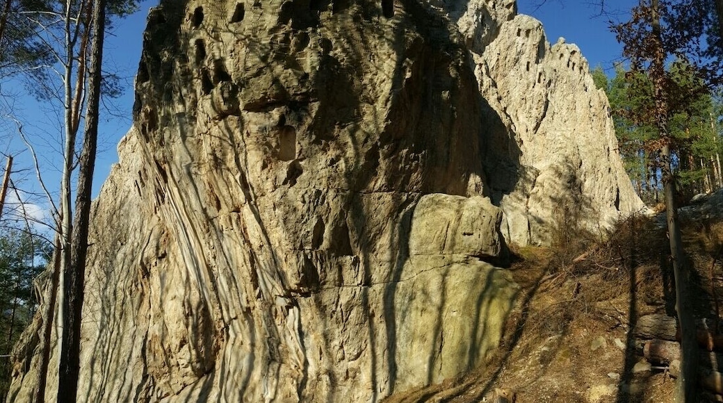 As you see very hard reachable rock, which is used for doing ancient cults by Thracian.It is situated deeply in the Rhodopes.