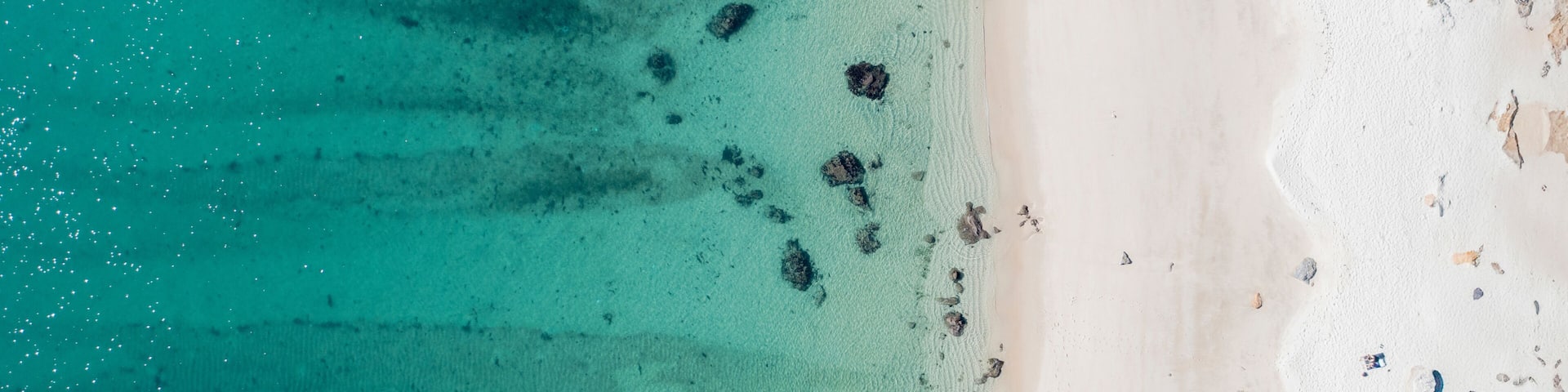 Aerial view of Galapinhos Beach, Sesimbra, Portugal.