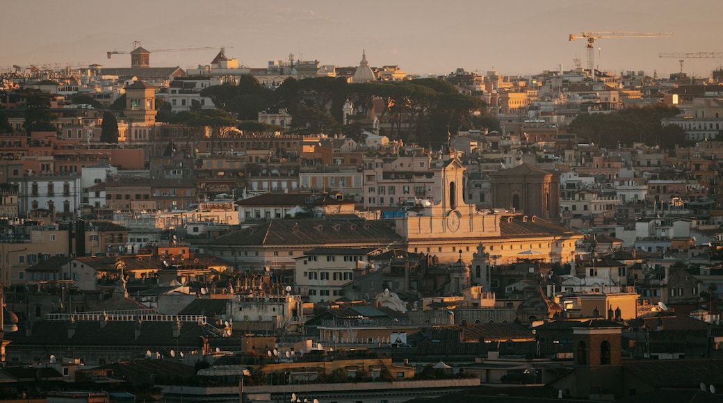 Janiculum Hill which includes a sunset, landscape views and a city