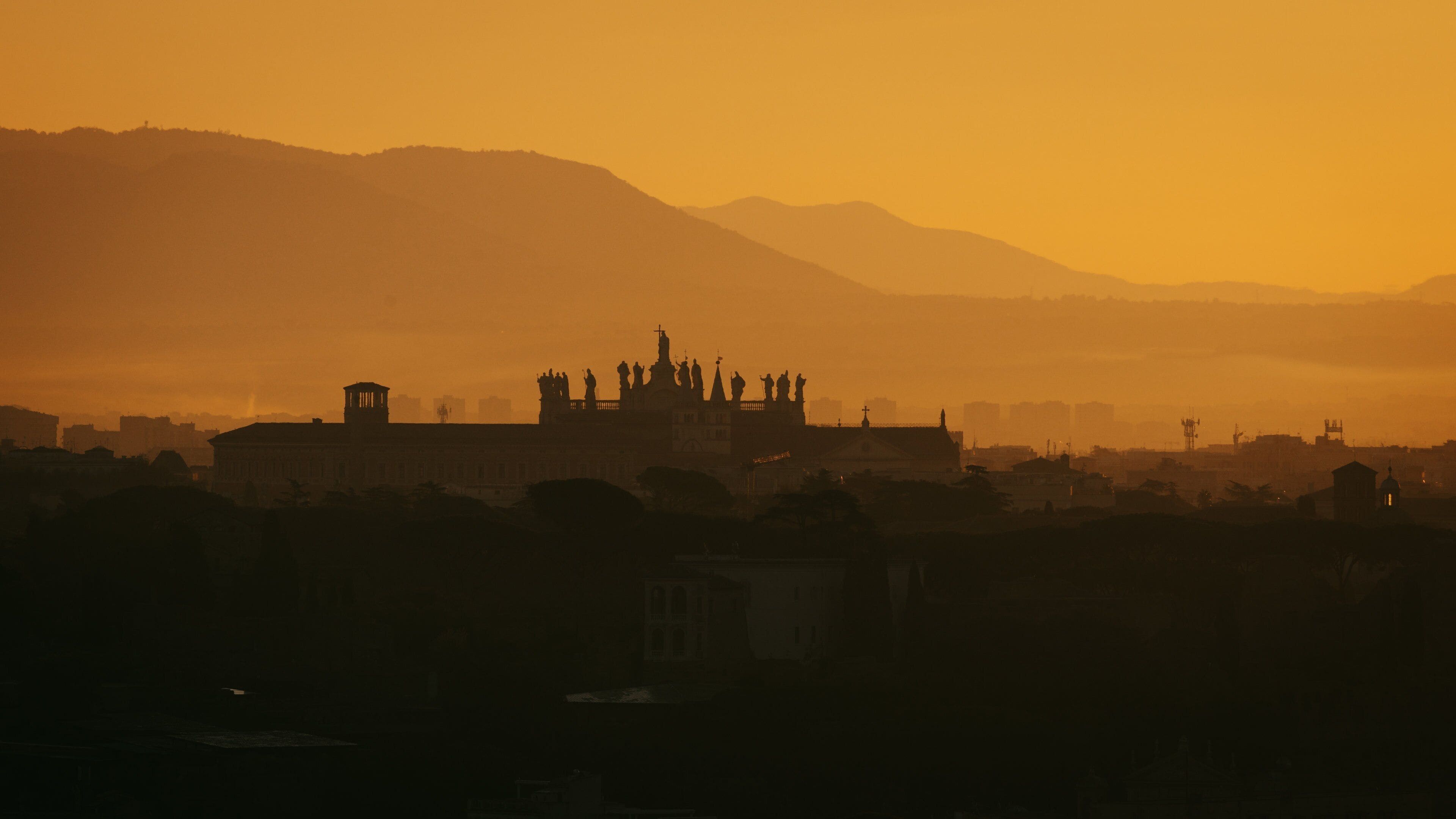 Janiculum Hill which includes landscape views and a sunset