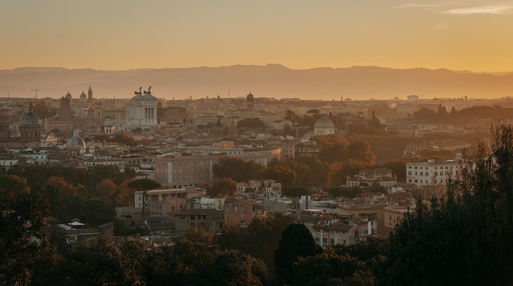 Janiculum Hill which includes a city, landscape views and a sunset