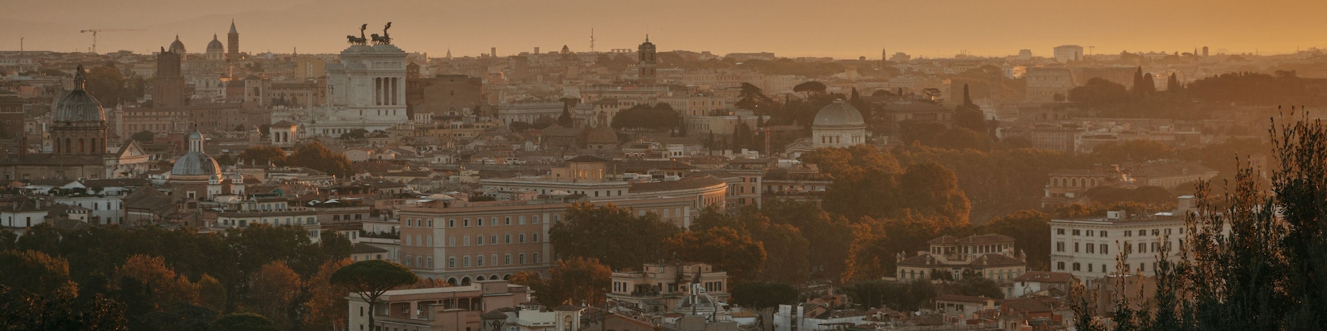 Janiculum Hill which includes a city, landscape views and a sunset