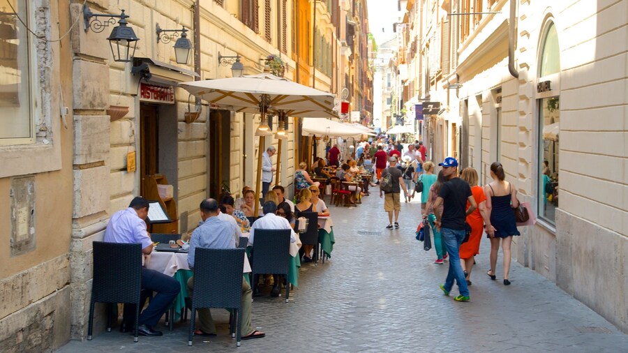 Via del Babuino featuring cafe scenes, dining out and a city