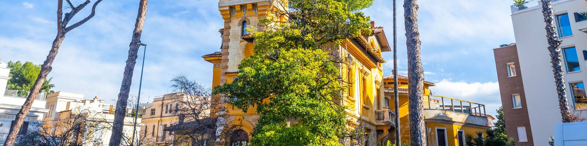 Famous Quartiere Coppede Italian style building in Rome