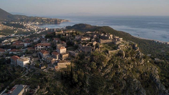 Old stone towns on the top of hillsides. Forgotten. Albania.
