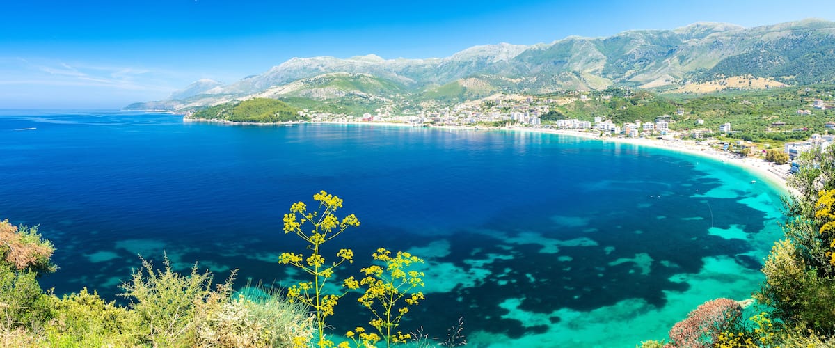 amazing blue bay in Himare in Albania