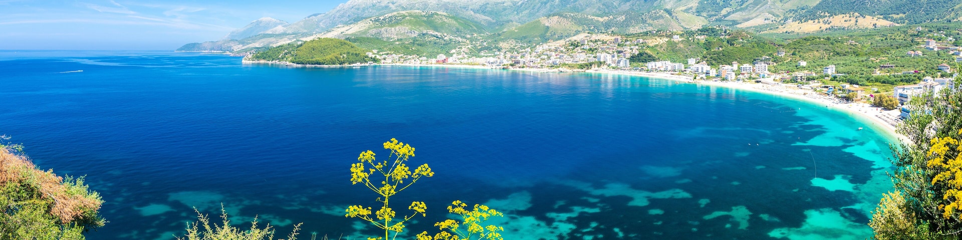 amazing blue bay in Himare in Albania