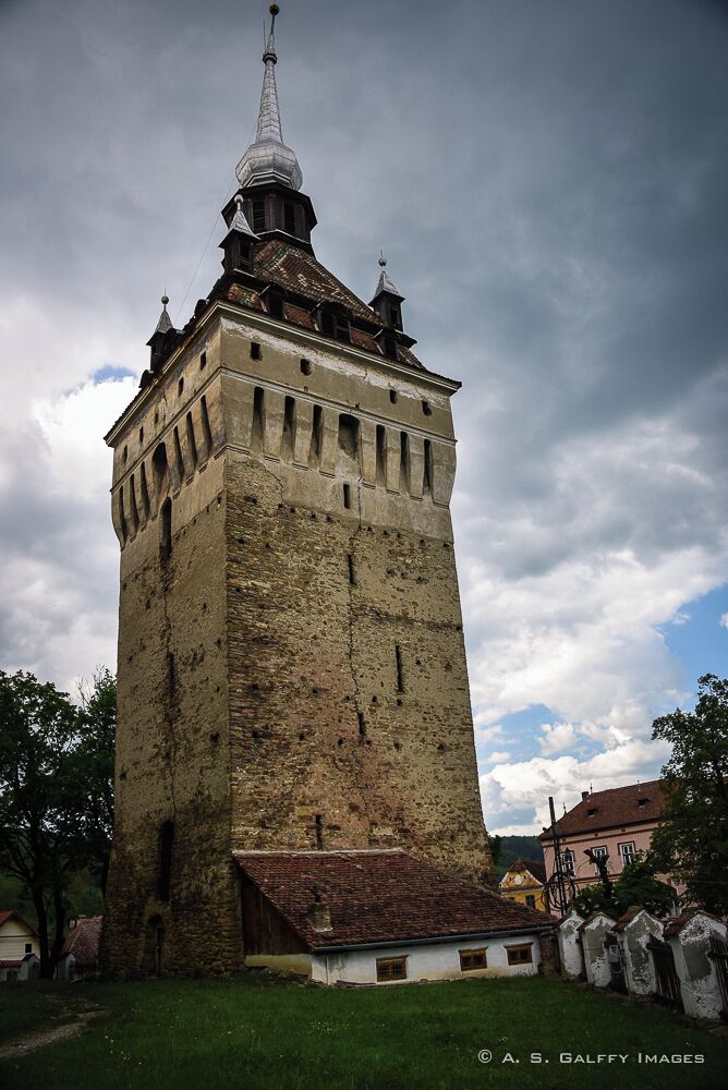 The Clock Tower in the village of Saschiz, Romania